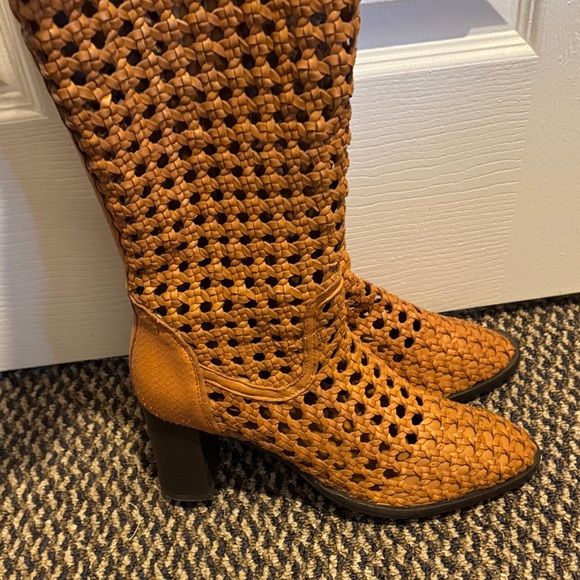 Free People Woven Heeled Boots - Tan - Picture 3 of 5